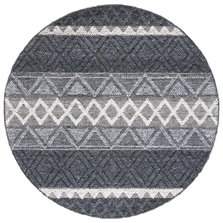 Safavieh 6 x 6 ft. Round Natural Rug; Charcoal & Ivory NAT345H-6R